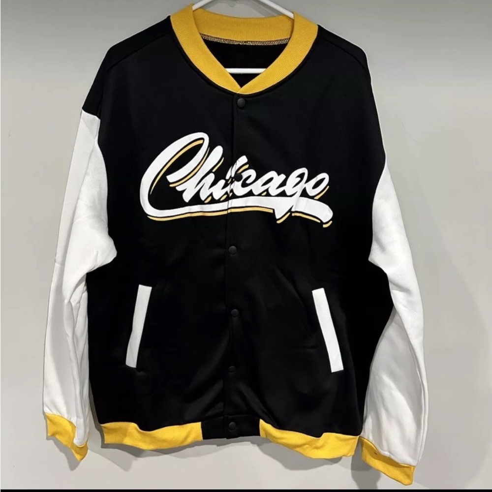 Black and White Chicago Jacket with Yellow Accents
